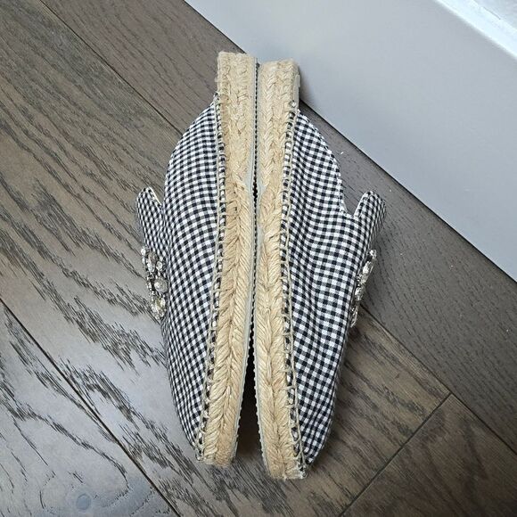 Patricia Green Gingham Glam Jewel Crystal Slip On Mule Espadrilles in Black 41 - Picture 7 of 12